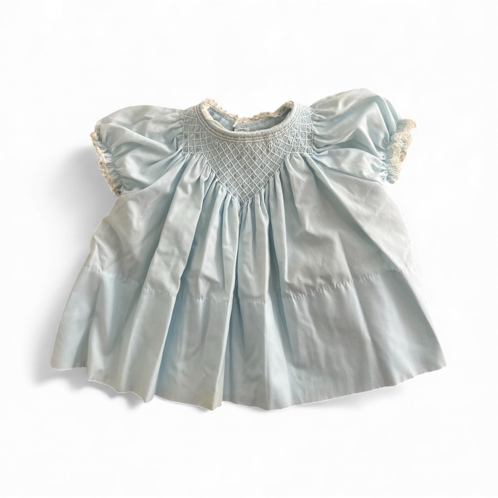Classic Light Blue Smocked Baby Dress